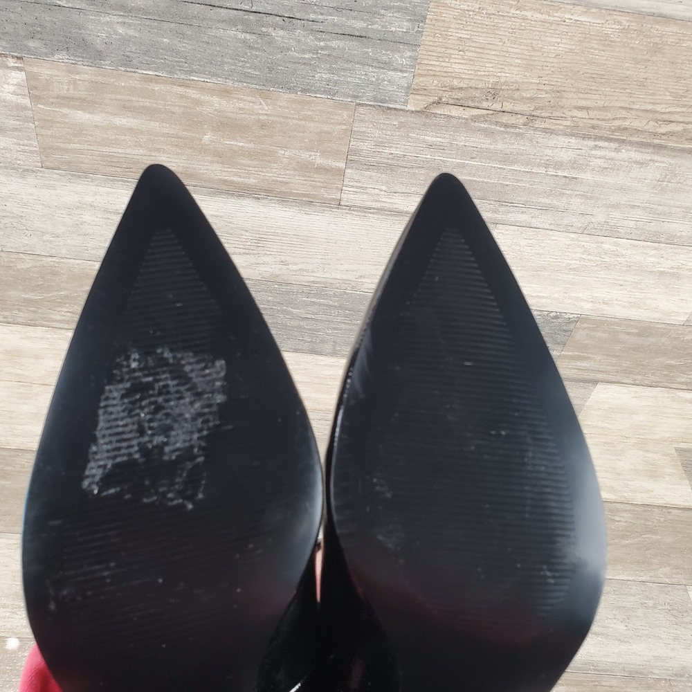 Steve Madden Arlee Womens Pumps Sz 9.5 M Black Leather Pointed Toe Block Heel - Picture 11 of 12